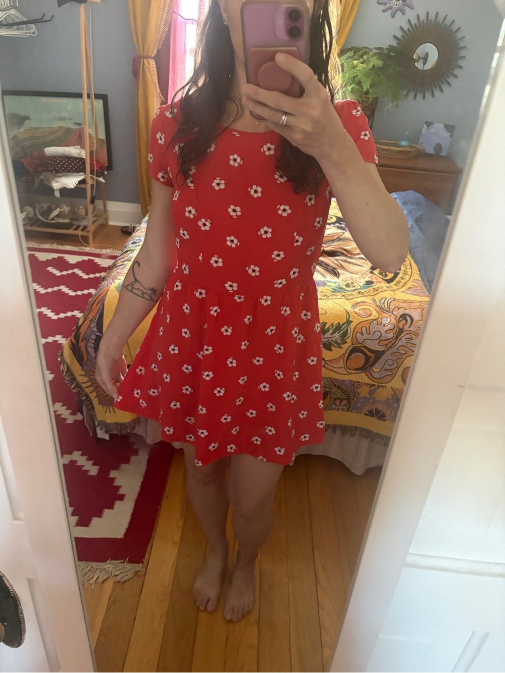 GAP Red Floral 90s Style Mini Dress